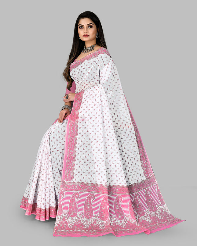 Pure Cotton Printed Mulmul Saree for Women without Blouse Piece