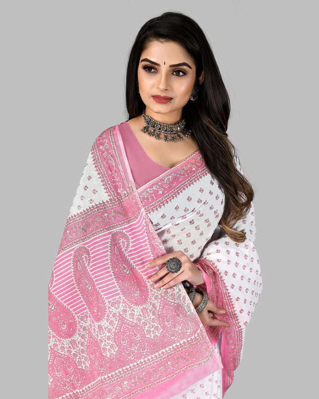 Pure Cotton Printed Mulmul Saree for Women without Blouse Piece