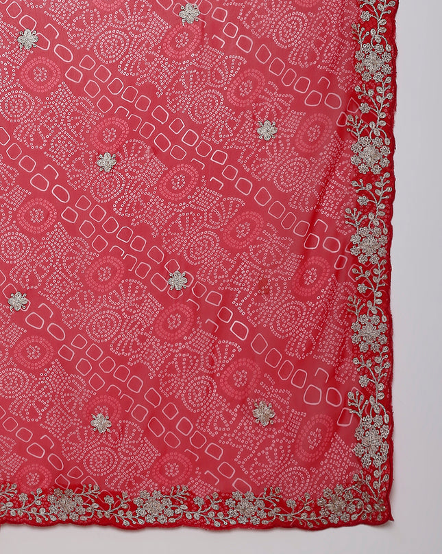 Chiffon Bandhani Printed Saree with Embroidered Blouse Piece