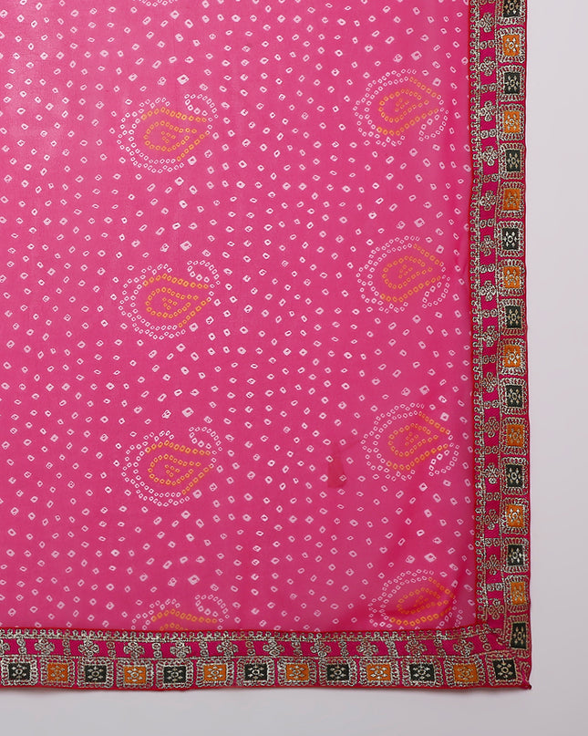Chiffon Bandhani Printed Saree with Blouse Piece