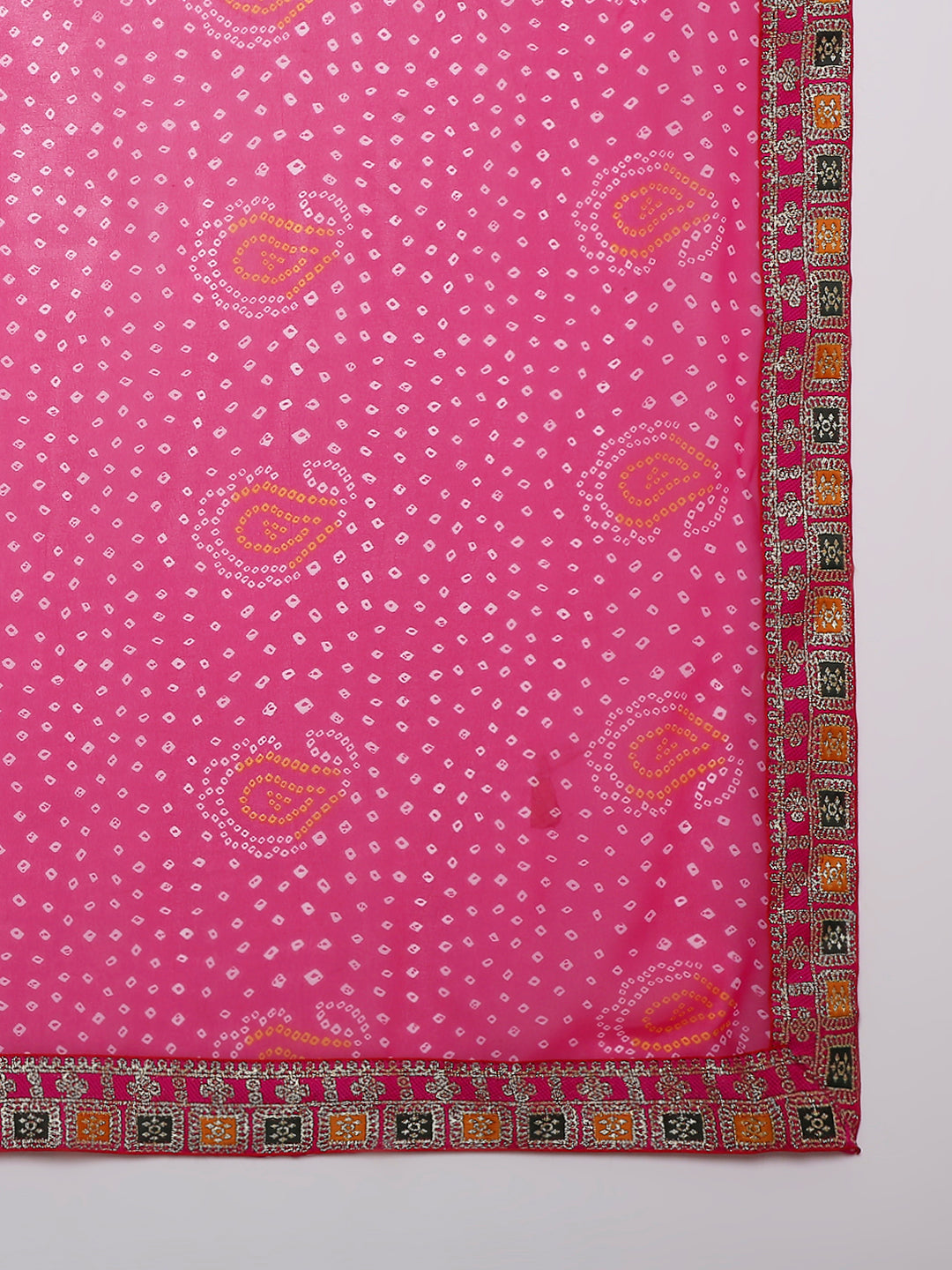Chiffon Bandhani Printed Saree with Blouse Piece