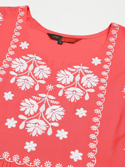 Rayon Anarkali Lucknowi Chikankari Ethnic Wear Kurta