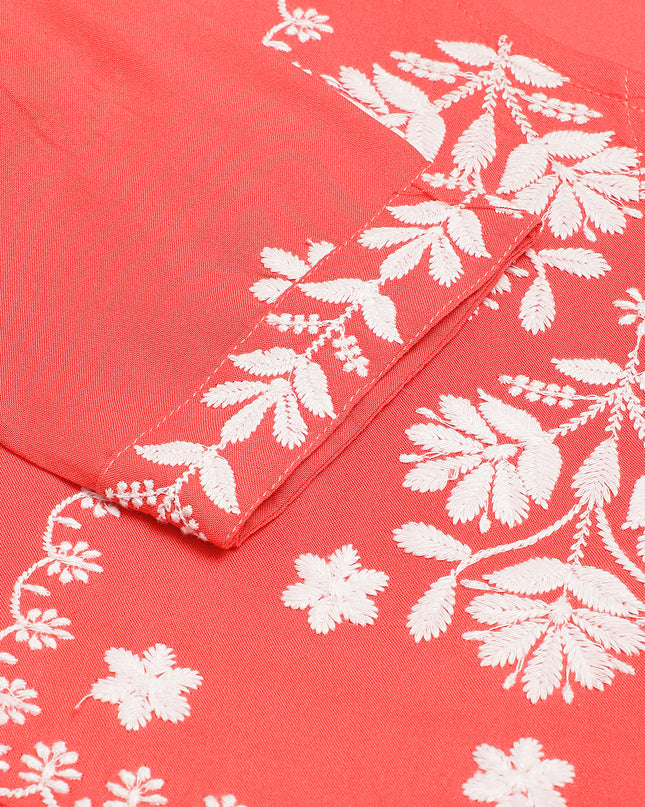Rayon Anarkali Lucknowi Chikankari Ethnic Wear Kurta
