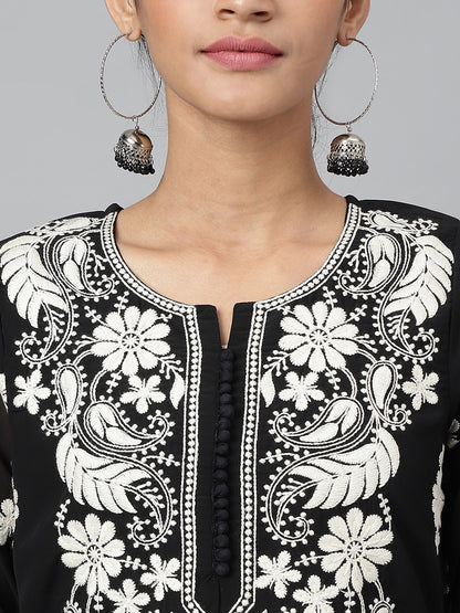 Women's Georgette Straight Lucknowi Chikankari Ethinic Wear Kurta