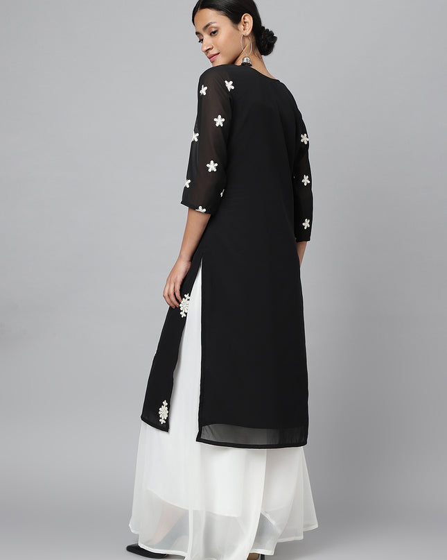 Women's Georgette Straight Lucknowi Chikankari Ethinic Wear Kurta