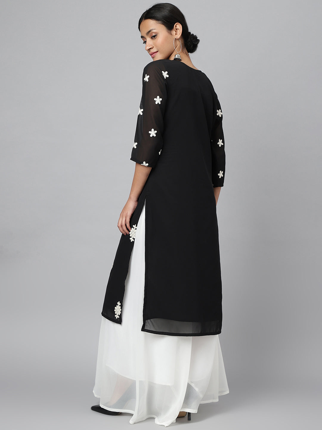 Women's Georgette Straight Lucknowi Chikankari Ethinic Wear Kurta