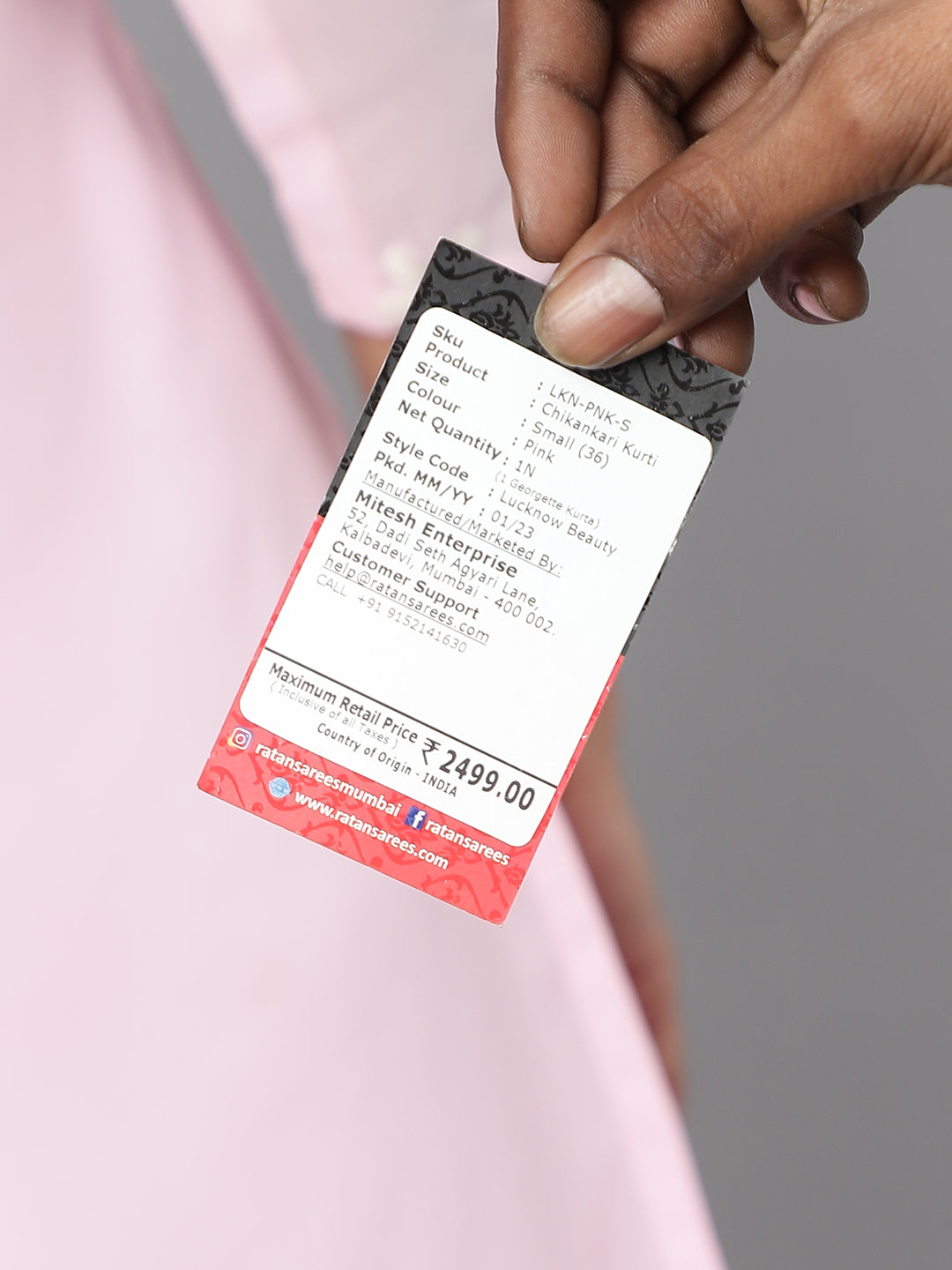 RATAN Women's Georgette Straight Lucknowi Chikankari Ethinic Wear Kurta