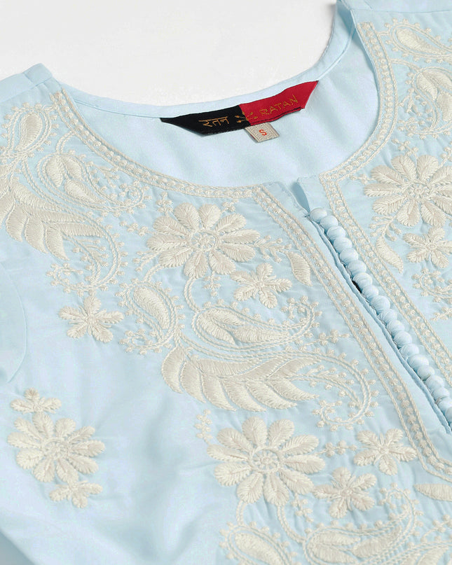 Women's Georgette Straight Lucknowi Chikankari Ethinic Wear Kurta