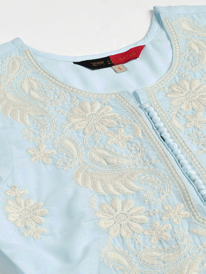 Women's Georgette Straight Lucknowi Chikankari Ethinic Wear Kurta