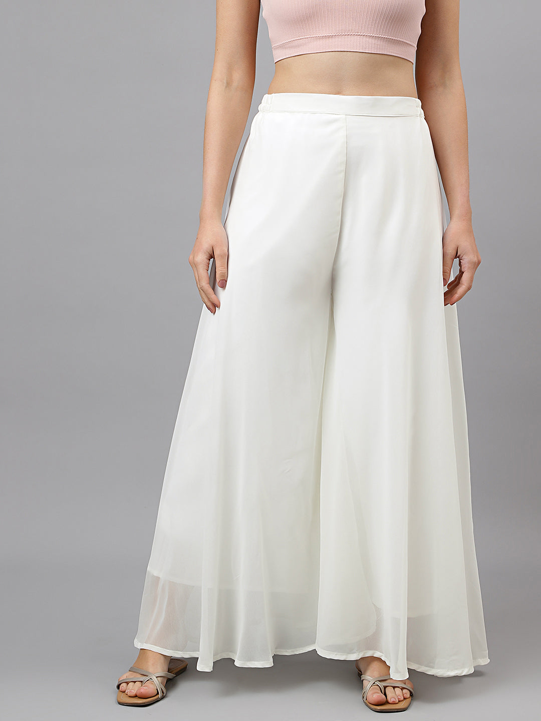 Women’s Freesize Georgette Flared Sharara Palazzo Pant with Lining