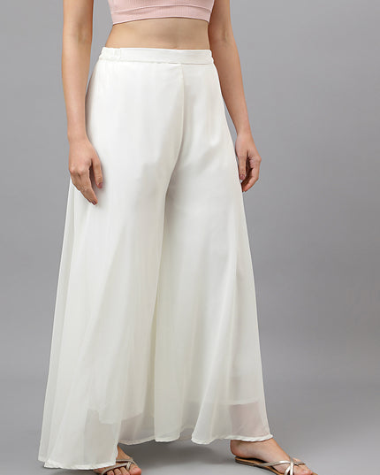 Women’s Freesize Georgette Flared Sharara Palazzo Pant with Lining