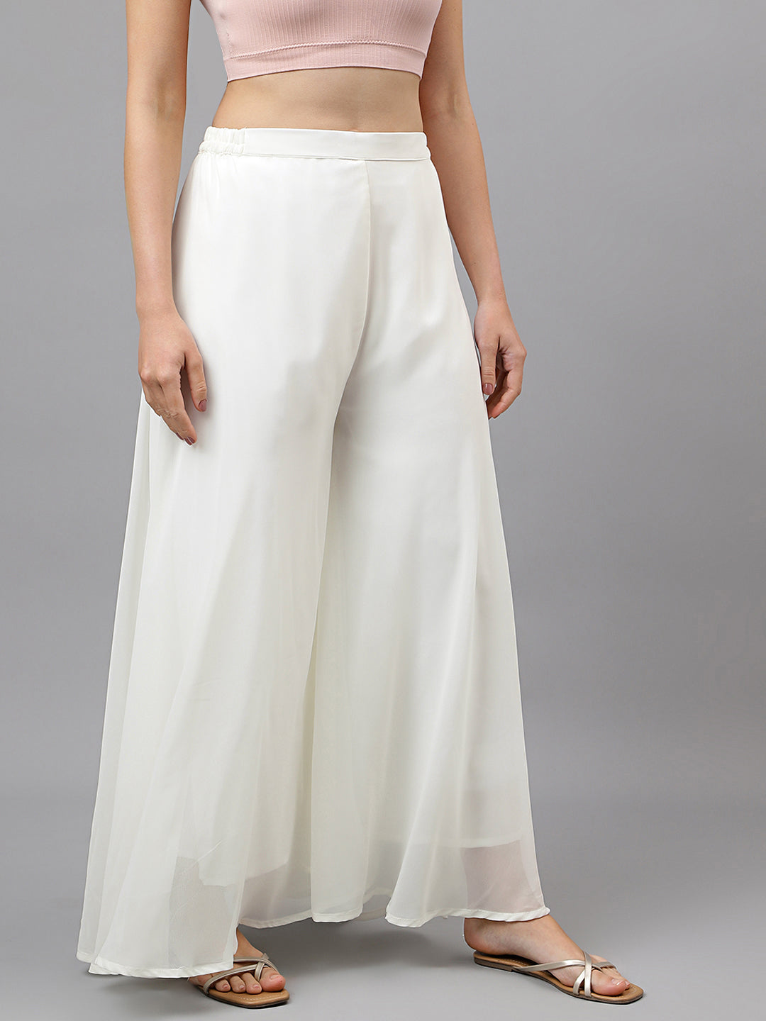 Women’s Freesize Georgette Flared Sharara Palazzo Pant with Lining