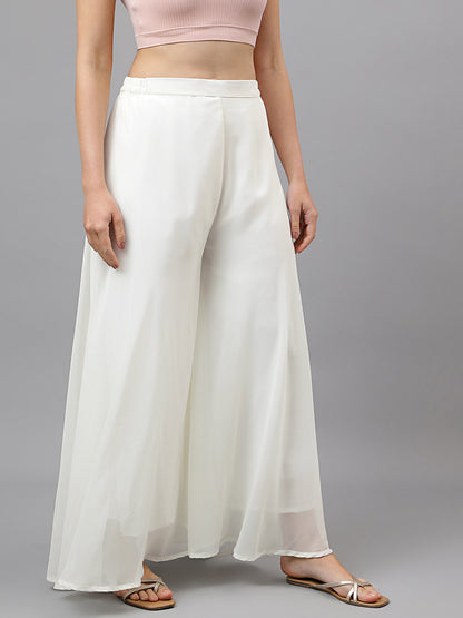 Women’s Freesize Georgette Flared Sharara Palazzo Pant with Lining
