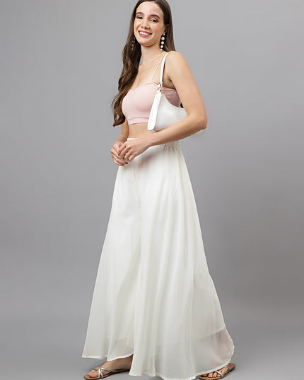 Women’s Freesize Georgette Flared Sharara Palazzo Pant with Lining