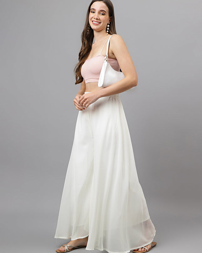 Women’s Freesize Georgette Flared Sharara Palazzo Pant with Lining