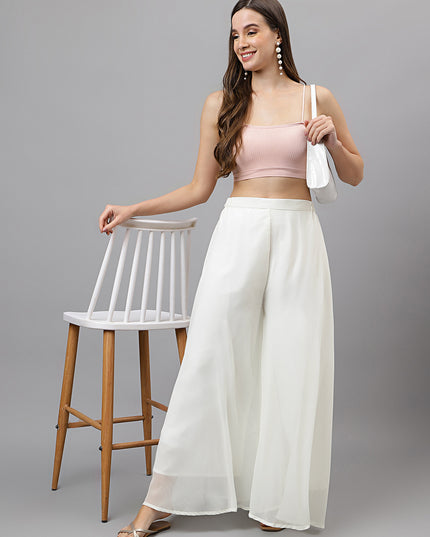 Women’s Freesize Georgette Flared Sharara Palazzo Pant with Lining