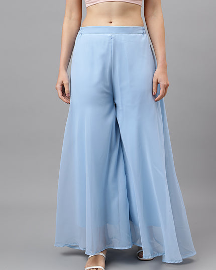 Women’s Freesize Georgette Flared Sharara Palazzo Pant with Lining