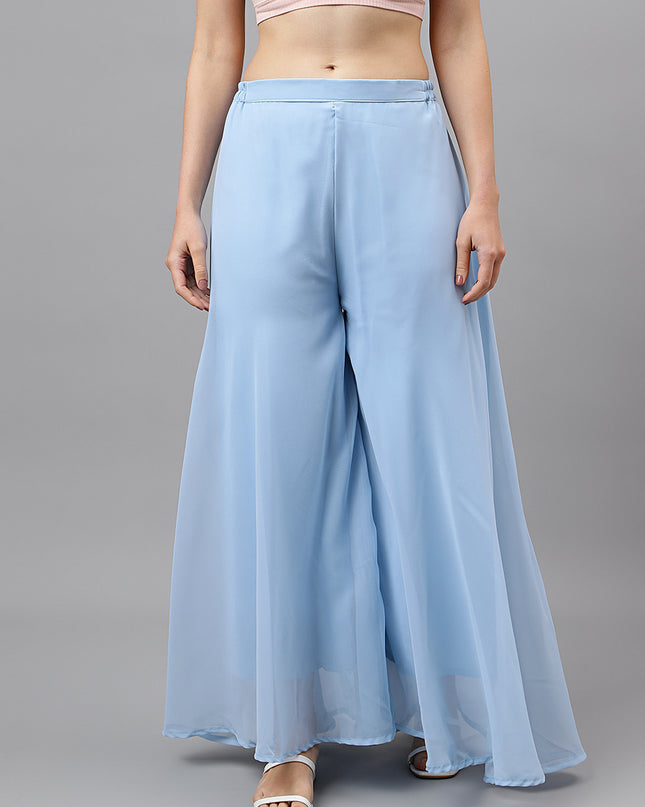 Women’s Freesize Georgette Flared Sharara Palazzo Pant with Lining