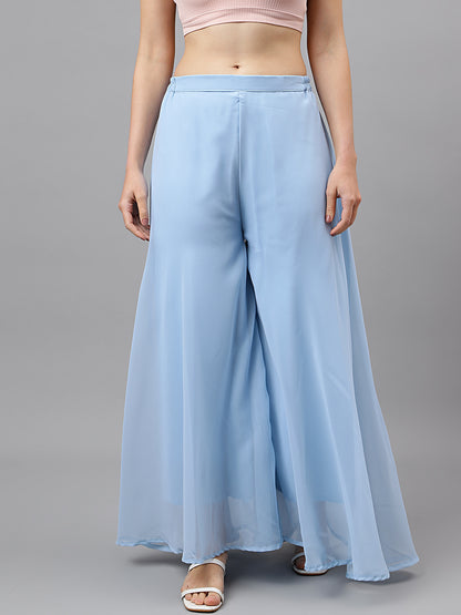 Women’s Freesize Georgette Flared Sharara Palazzo Pant with Lining