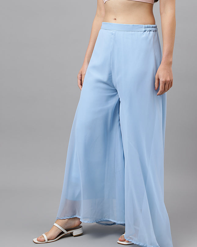 Women’s Freesize Georgette Flared Sharara Palazzo Pant with Lining