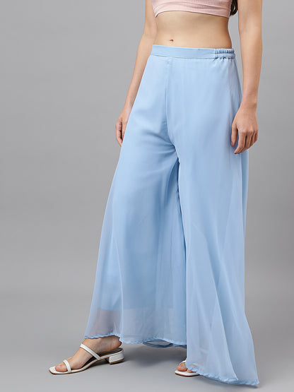 Women’s Freesize Georgette Flared Sharara Palazzo Pant with Lining