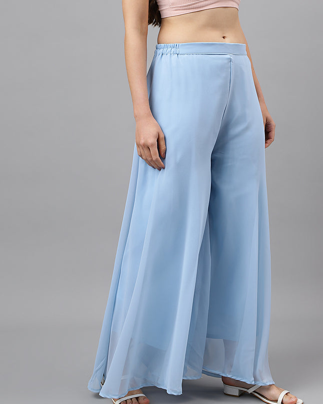 Women’s Freesize Georgette Flared Sharara Palazzo Pant with Lining