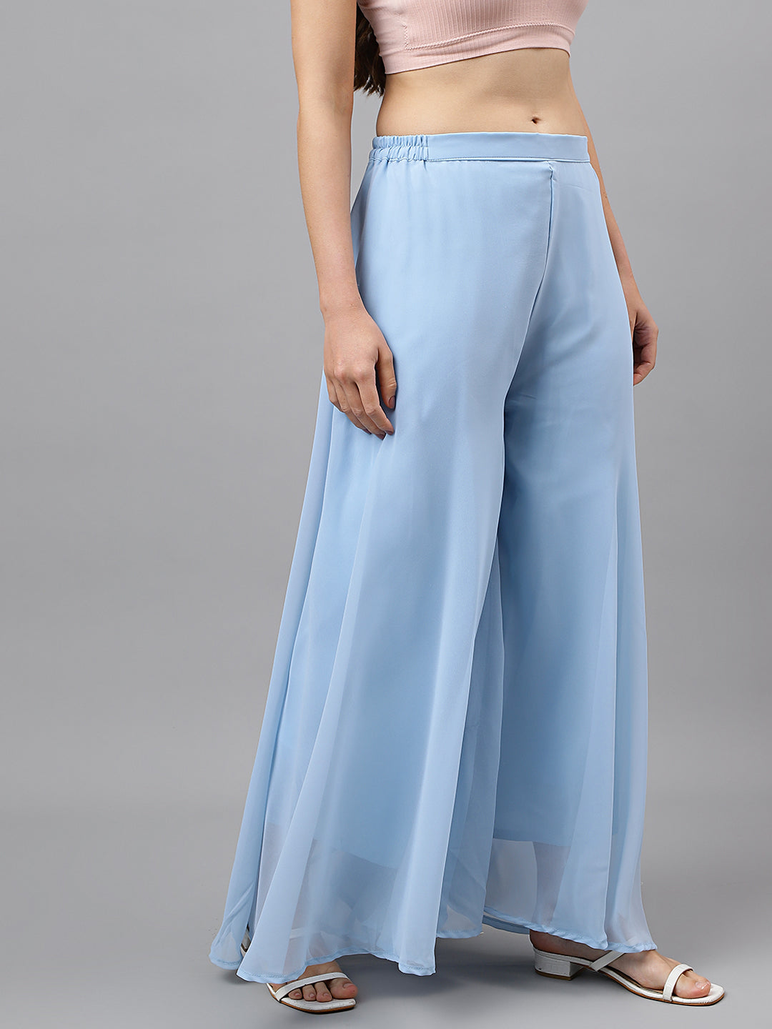 Women’s Freesize Georgette Flared Sharara Palazzo Pant with Lining