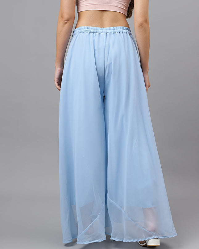 Women’s Freesize Georgette Flared Sharara Palazzo Pant with Lining