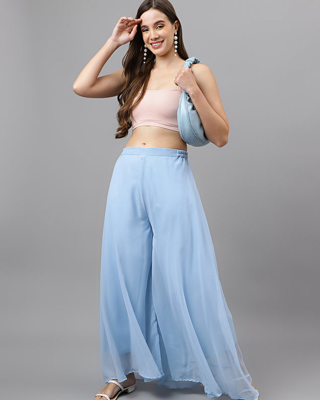 Women’s Freesize Georgette Flared Sharara Palazzo Pant with Lining