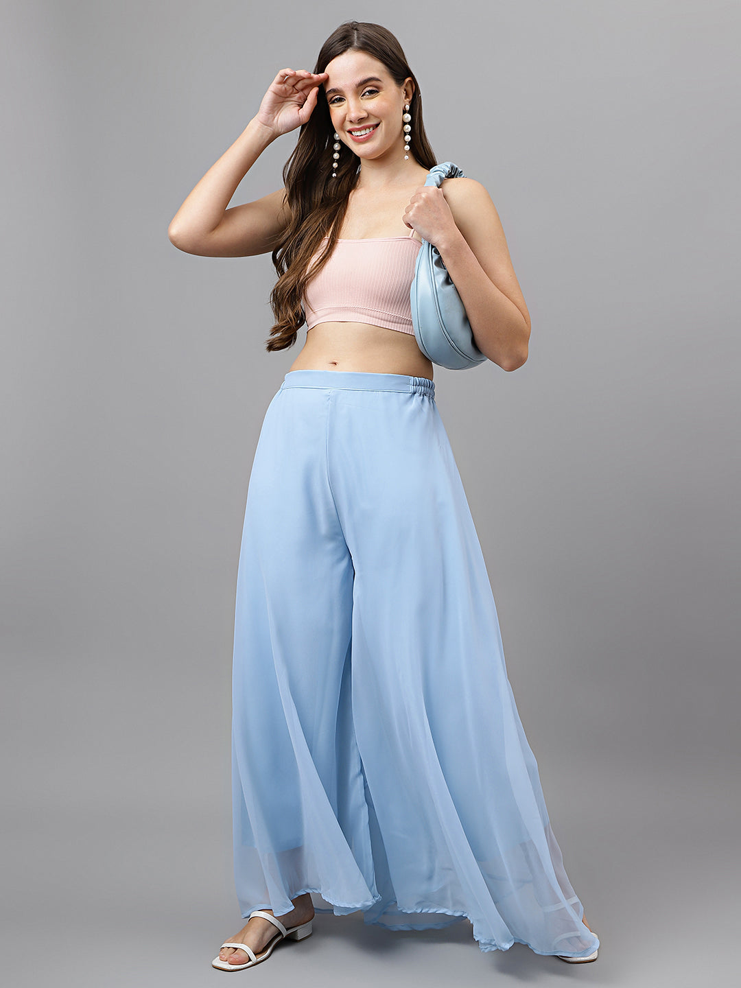 Women’s Freesize Georgette Flared Sharara Palazzo Pant with Lining