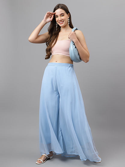 Women’s Freesize Georgette Flared Sharara Palazzo Pant with Lining