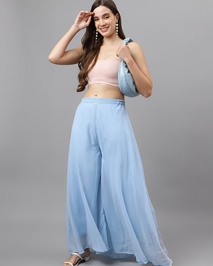 Women’s Freesize Georgette Flared Sharara Palazzo Pant with Lining