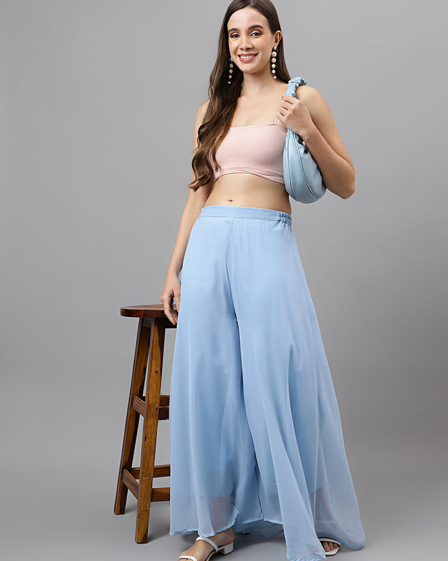 Women’s Freesize Georgette Flared Sharara Palazzo Pant with Lining
