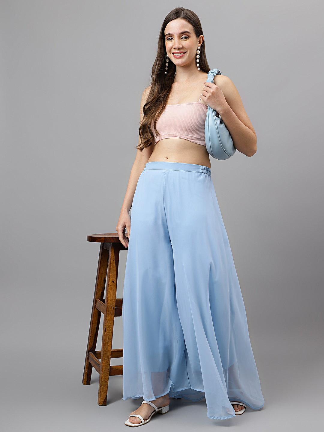 Women’s Freesize Georgette Flared Sharara Palazzo Pant with Lining