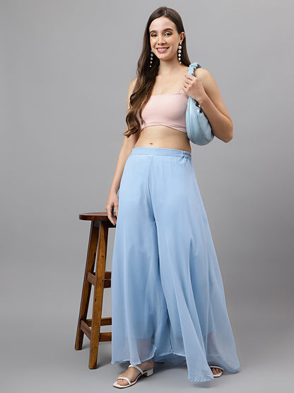 Women’s Freesize Georgette Flared Sharara Palazzo Pant with Lining