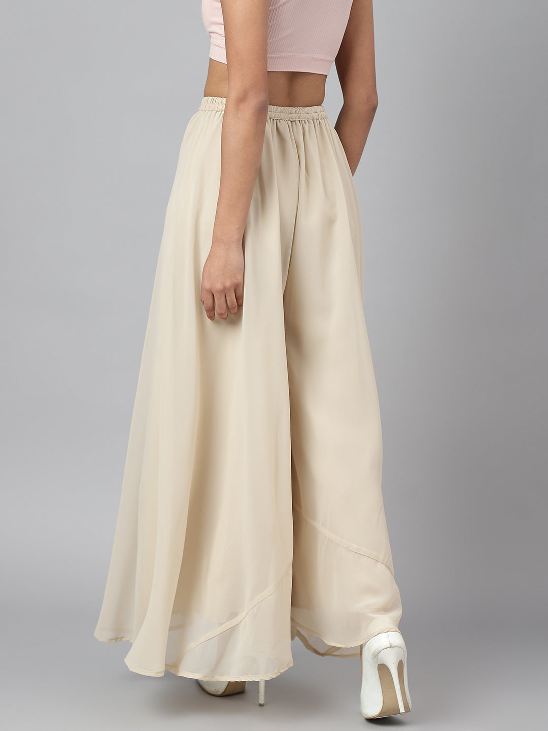 Women’s Freesize Georgette Flared Sharara Palazzo Pant with Lining