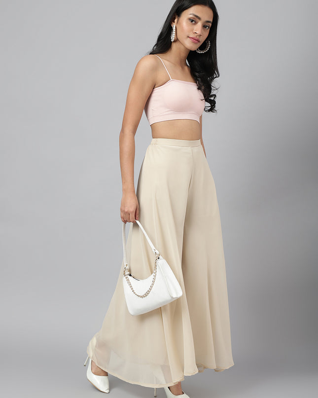 Women’s Freesize Georgette Flared Sharara Palazzo Pant with Lining