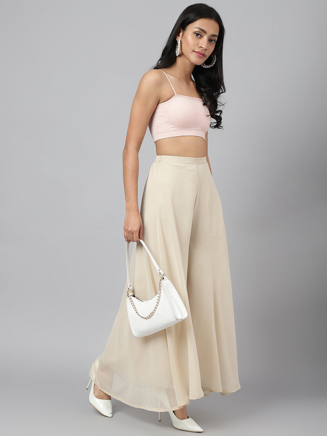 Women’s Freesize Georgette Flared Sharara Palazzo Pant with Lining