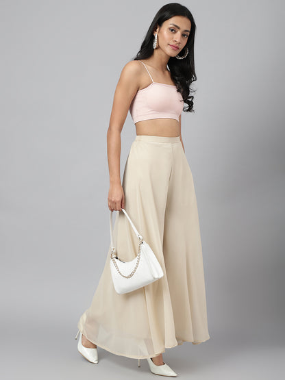 Women’s Freesize Georgette Flared Sharara Palazzo Pant with Lining