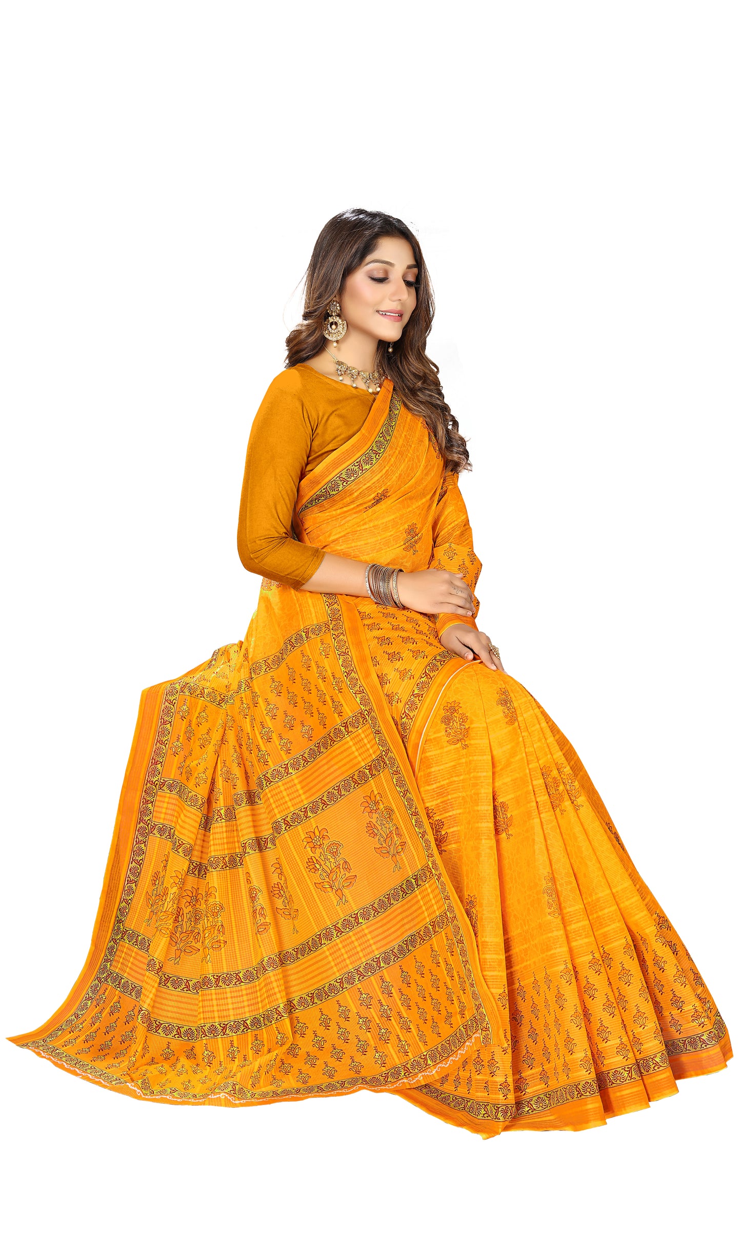 Pure Cotton Printed Mul Mul Saree for Women without Blouse Piece