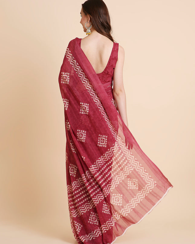 Shimmer Georgette Batik Printed Saree with Printed Blouse Piece