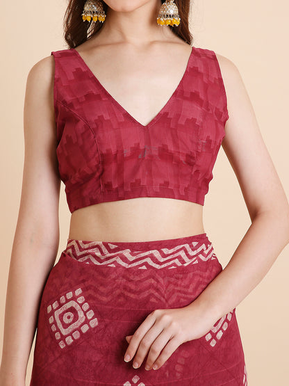 Shimmer Georgette Batik Printed Saree with Printed Blouse Piece