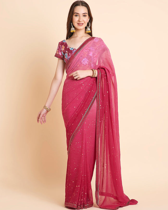 Georgette Tie-Dye Saree with Printed Blouse Piece