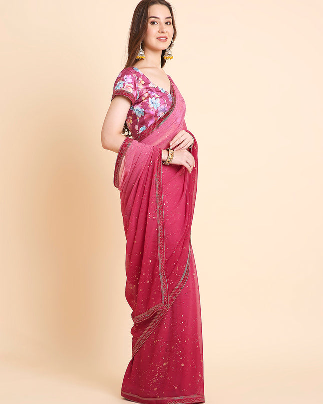 Georgette Tie-Dye Saree with Printed Blouse Piece