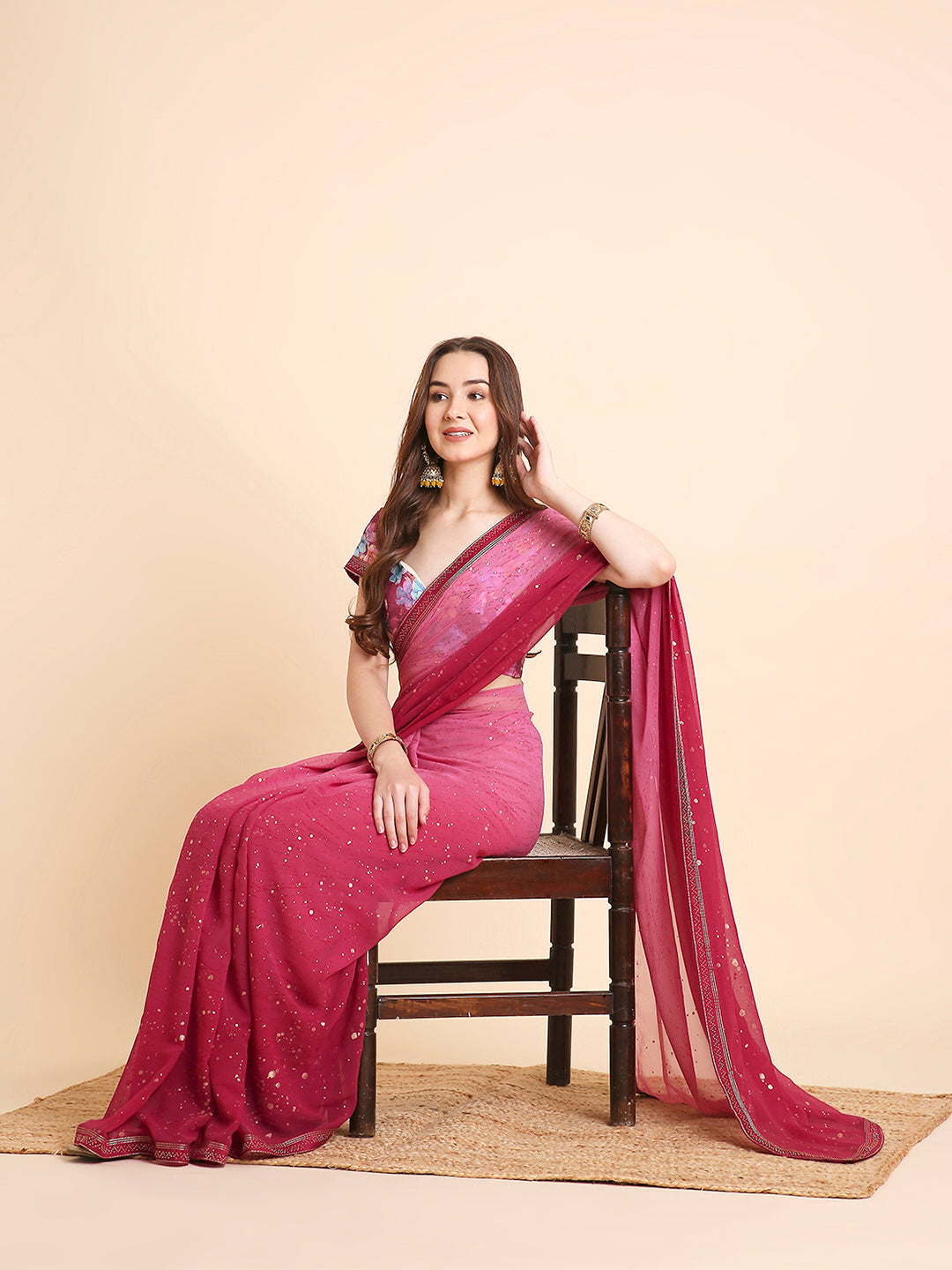 Georgette Tie-Dye Saree with Printed Blouse Piece