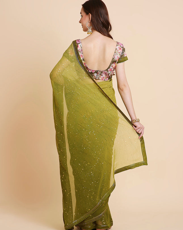 Georgette Tie-Dye Saree with Printed Blouse Piece