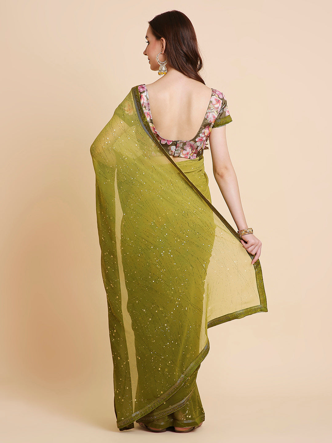 Georgette Tie-Dye Saree with Printed Blouse Piece