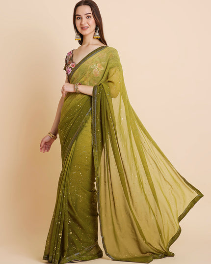 Georgette Tie-Dye Saree with Printed Blouse Piece