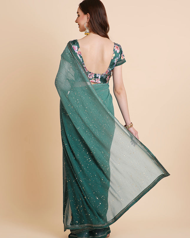 Georgette Tie-Dye Saree with Printed Blouse Piece