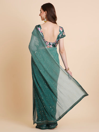 Georgette Tie-Dye Saree with Printed Blouse Piece